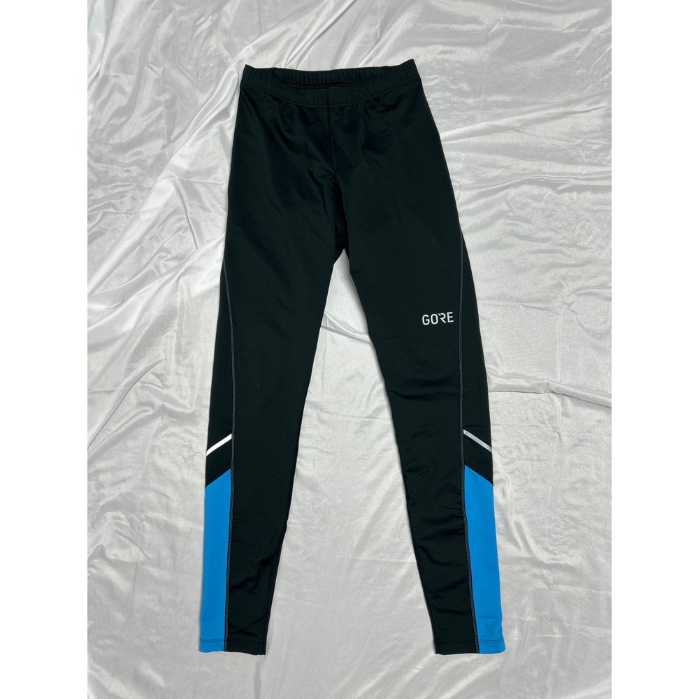 Gore Wear Mens Running R3 Mid Tights Black Blue Reflective Zipper Ankle Large L